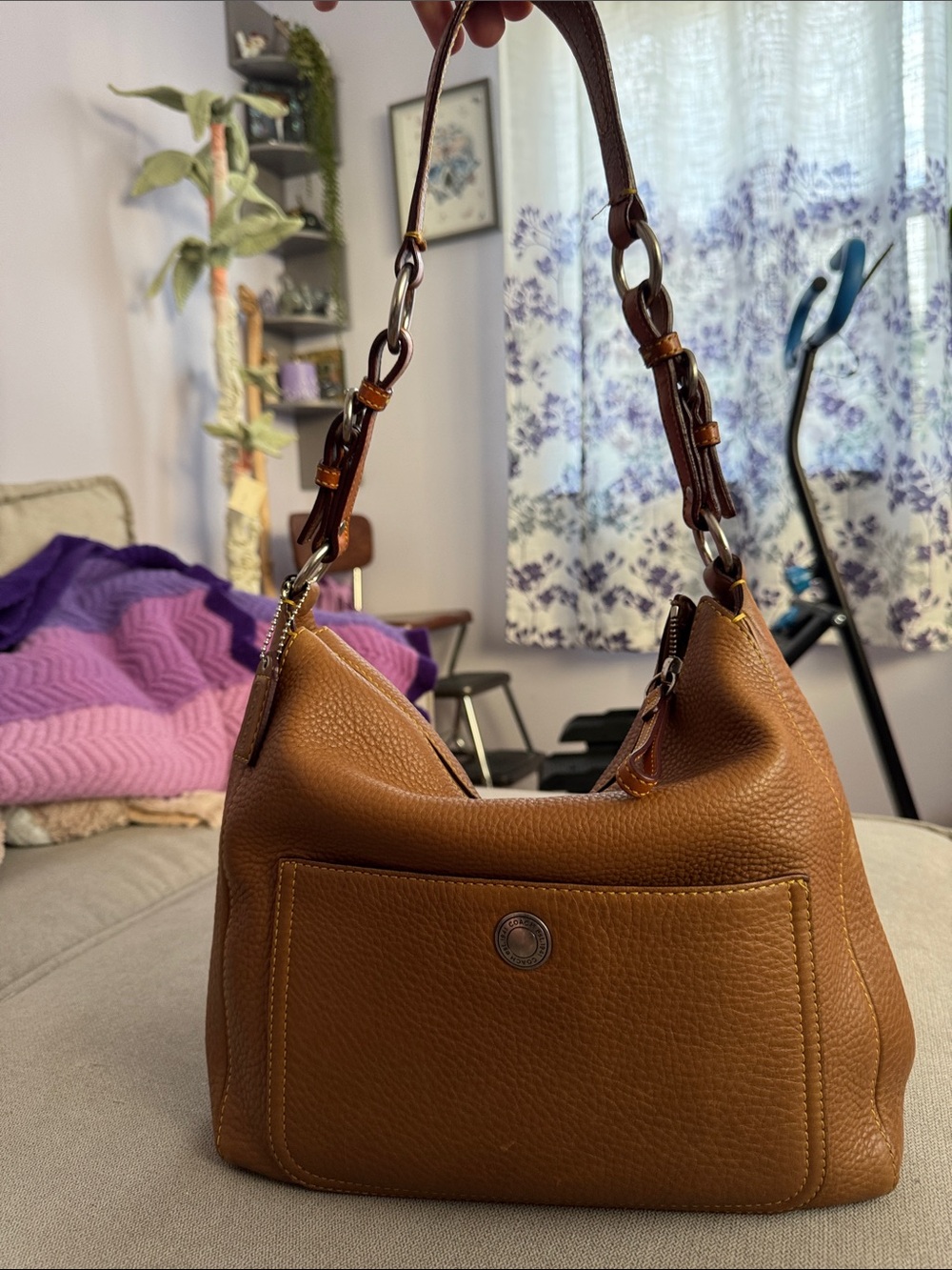Coach Cognac Pebbled Leather Shoulder Bag